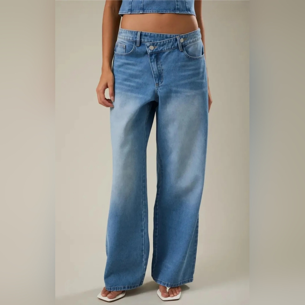 🐧#1171 Le Lis Blue Horizon Crossover Wide-leg Jeans